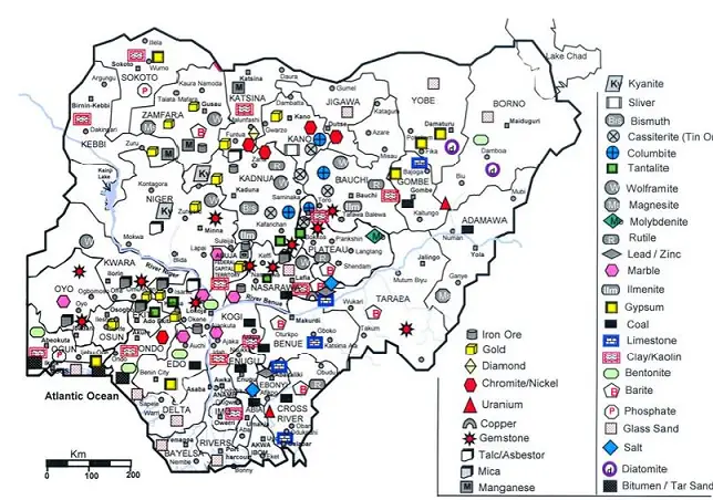 Map of Nigeria Showing Natural Resources