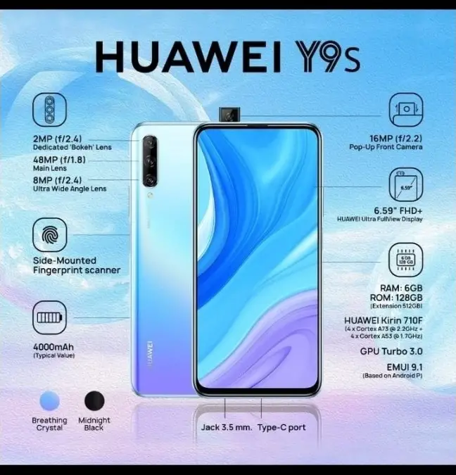 Huawei Y9S 128GB Phone - Crystal - Jewel Station KW