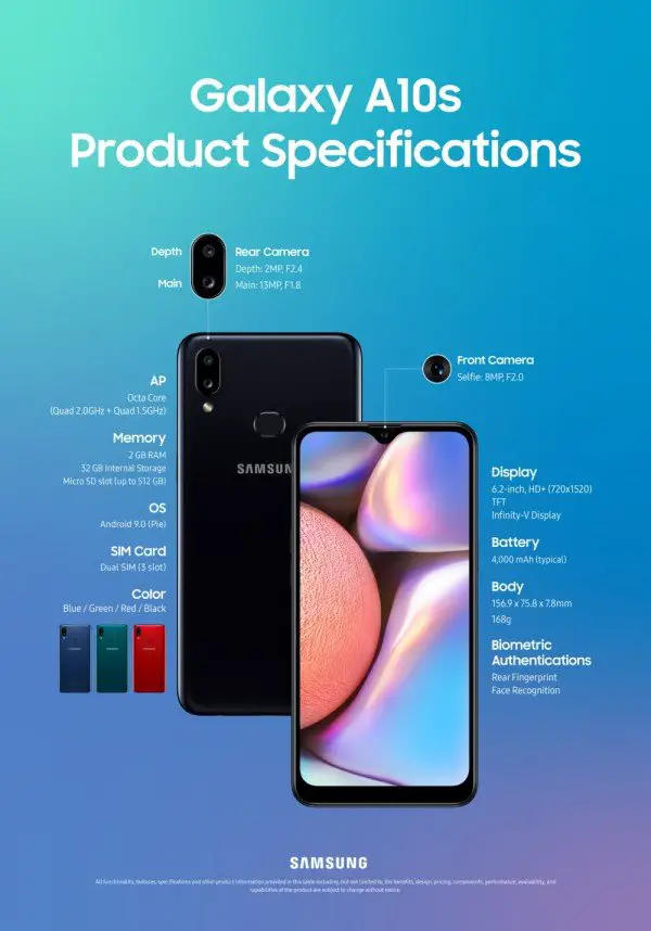 Samsung a10s Price In Nigeria & Mobile Specification