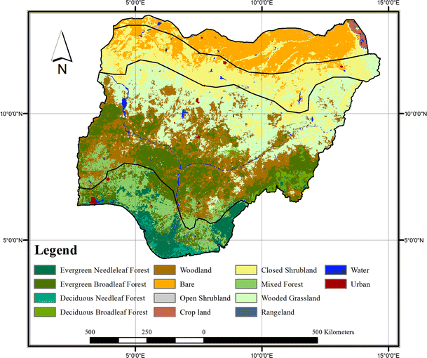 Map of Nigeria Showing Vegetation Zones