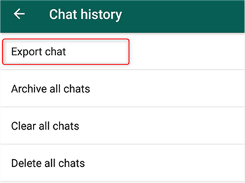 export whatsapp from chat history using email